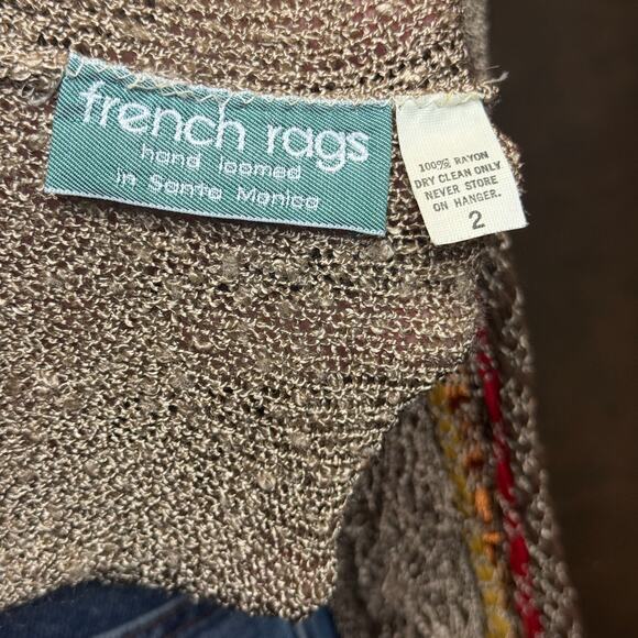 Vintage French Rags Hand Loomed Sweater Fringe Boho Western Style Rayon Size 2 - Picture 7 of 8